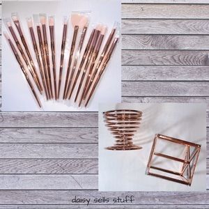🌺 3/$30 | Rose Gold Makeup Brush+Spongeholder Set